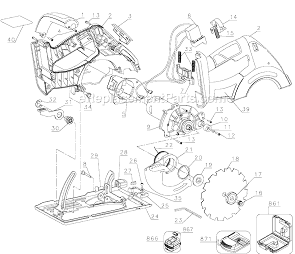 Page A Diagram and Parts List for FS2400CS Type 1 Black and Decker Circular Saw